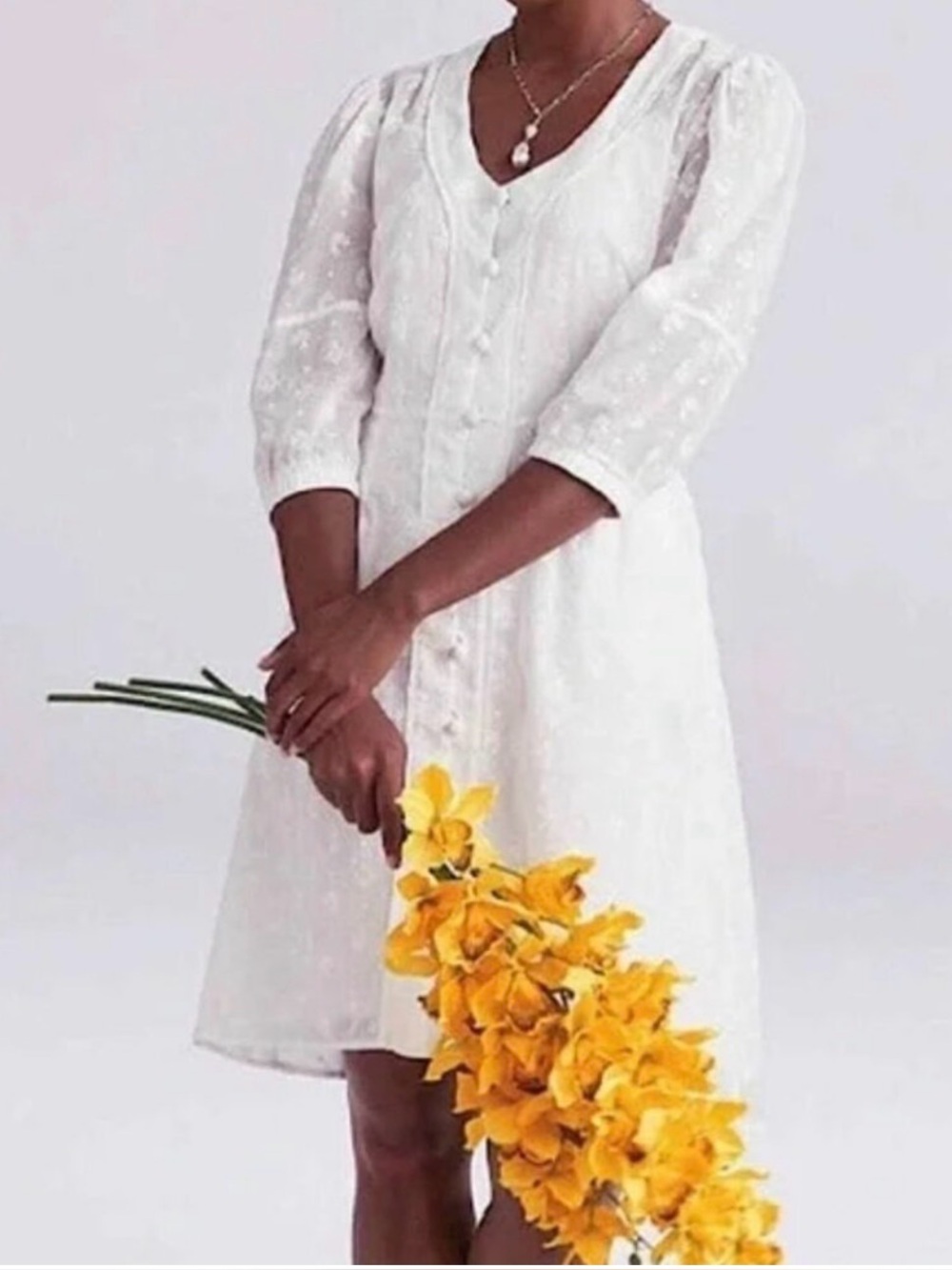 Cabi Midsummer White Dress #5943 Cotton Embroidered Size 8 - Picture 3 of 12
